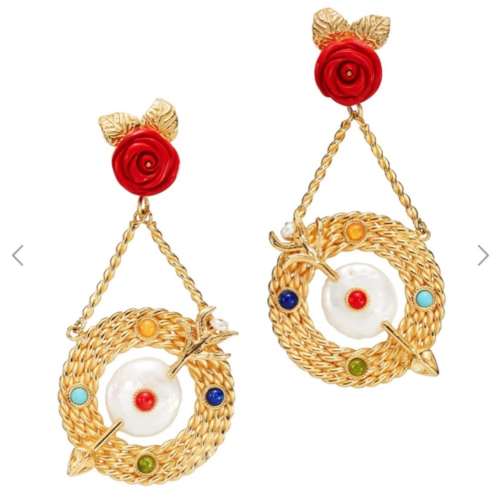 Of Rare Origin Bull’s-Eye Earrings (Gold, Rose, Red/Pearl/Multi)